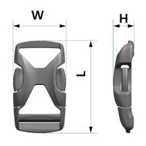 Super D Side Release 15mm Dimensions